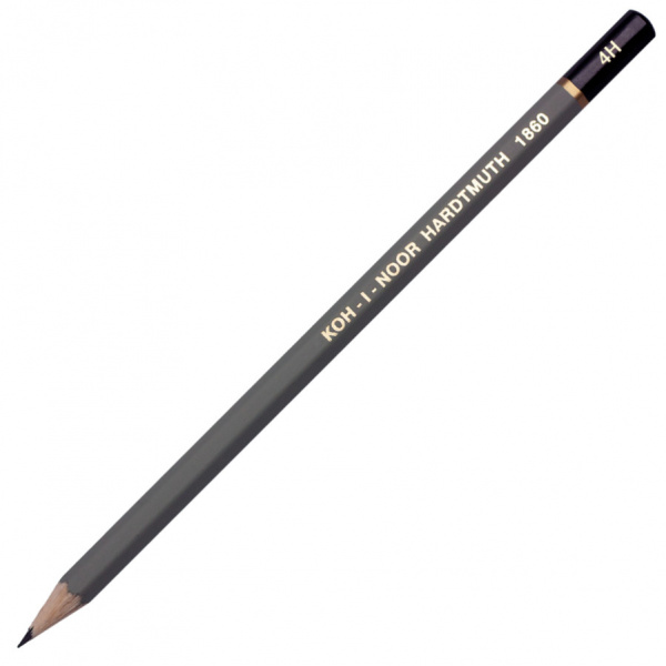 картинка Карандаш чернографитный 4H Koh-I-Noor 1860 шестигранный серый корпус от магазина "Офисные мелочи"