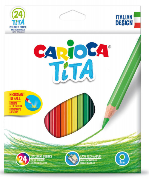 картинка Карандаши пластиковые 24 цвета Carioca "Tita" заточенные, картонная коробка, европодвес от магазина "Офисные мелочи"