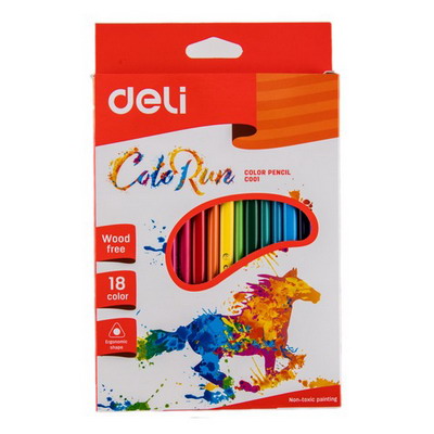 картинка Карандаши пластиковые 18 цветов Deli "ColoRun" трехгранные от магазина "Офисные мелочи"