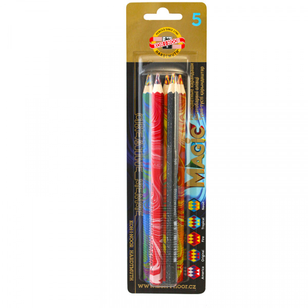 картинка Карандаши 5 шт. Koh-I-Noor "MAGIC 3406" многоцветный грифель, шестигранное дерево от магазина "Офисные мелочи"