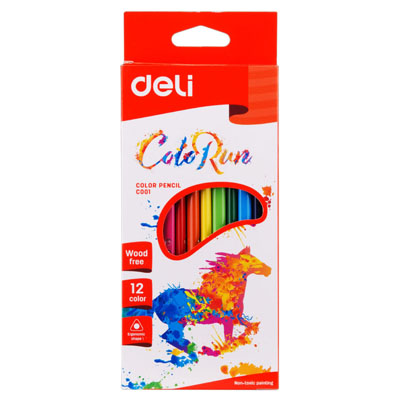 картинка Карандаши пластиковые 12 цветов Deli "ColoRun" трехгранные от магазина "Офисные мелочи"