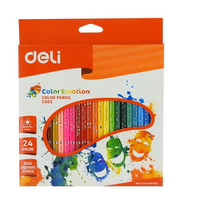 картинка Карандаши 24 цвета Deli "Color Emotion" трехгранные, липа, коробка европодвес от магазина "Офисные мелочи"