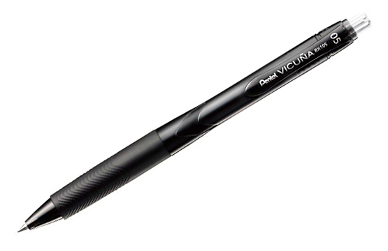 картинка Ручка шариковая автоматическая Pentel Vicuna-X 0,5 мм. черная, резиновый грип, масляная от магазина "Офисные мелочи"
