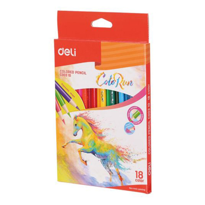 картинка Карандаши 18 цветов Deli "ColoRun" шестигранные, тополь, коробка европодвес от магазина "Офисные мелочи"