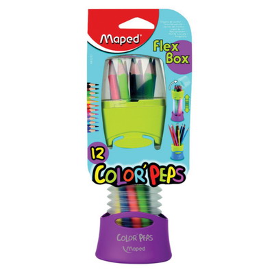 картинка Карандаши 12 цветов MAPED Color Peps трехгранные, растягивающийся тубус от магазина "Офисные мелочи"