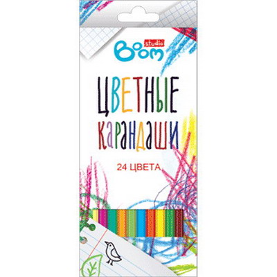 картинка Карандаши 24 цвета Boom "Studio" картонная коробка, европодвес от магазина "Офисные мелочи"