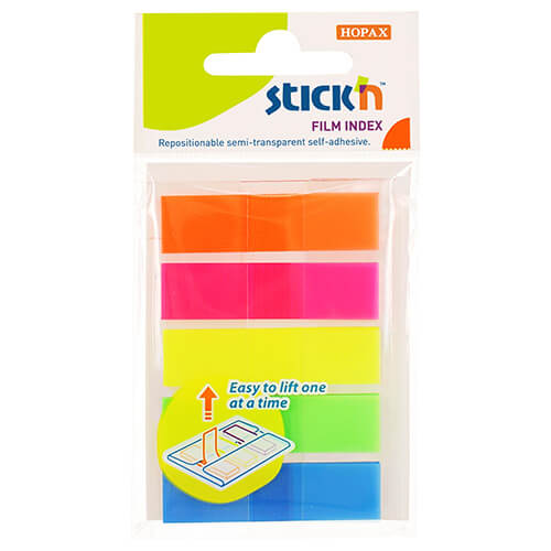 картинка Закладки пластиковые 12*45 5*20 л. неон Z-сложение  STICK`N от магазина "Офисные мелочи"