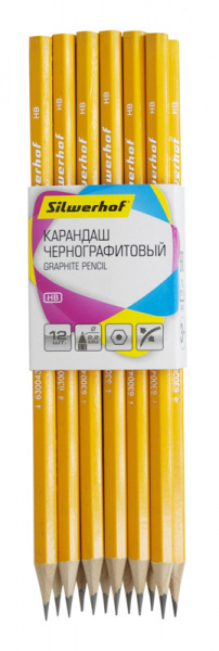 картинка Карандаш чернографитный HB без ластика Silwerhof "Basic" шестигранный заточенный от магазина "Офисные мелочи"