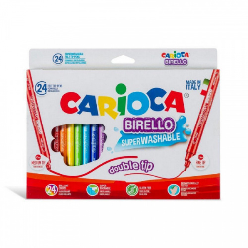 картинка Фломастеры 24 цвета Carioca BIRELLO двусторонние от магазина "Офисные мелочи"