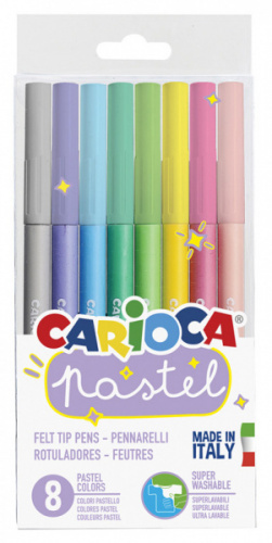 картинка Фломастеры 8 цветов Carioca Pastel смываемые ПВХ, европодвес от магазина "Офисные мелочи"