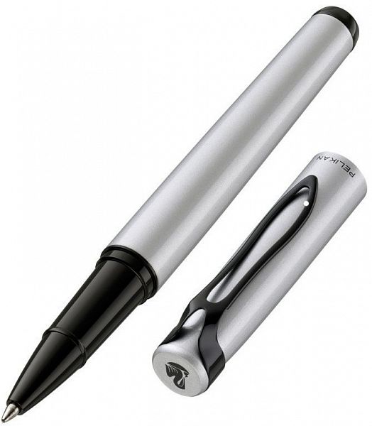 картинка Роллер Pelikan Stola 3 серебристый/черный, черные чернила, подарочная коробка от магазина "Офисные мелочи"