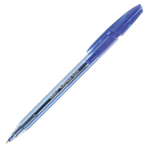 картинка Ручка шариковая автоматическая BIC "Cristal CLIC" 1,0 мм. синяя, корпус прозрачный от магазина "Офисные мелочи"