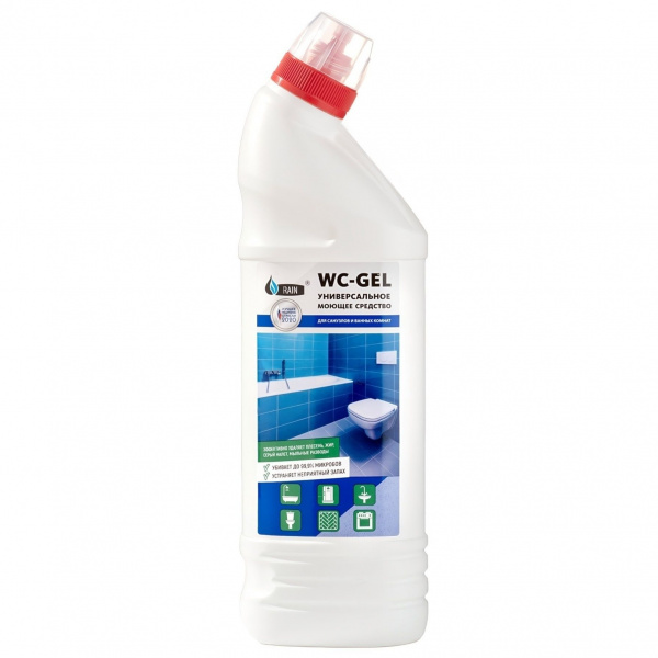 картинка Чистящее средство для сантехники RAIN 750 мл. WC-GEL для ванной комнаты с хлором от магазина "Офисные мелочи"