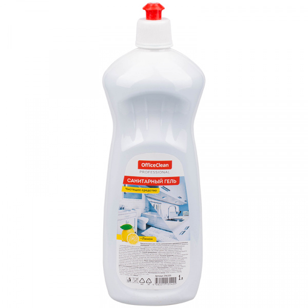 картинка Чистящее средство для сантехники OfficeClean Professional 1 л. "Санитарный гель. Лимон"  с щавелевой кислотой, пуш-пул от магазина "Офисные мелочи"