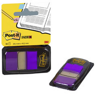 картинка Закладки пластиковые 25*45 50 л. неон фиолетовый Post-it 3M от магазина "Офисные мелочи"