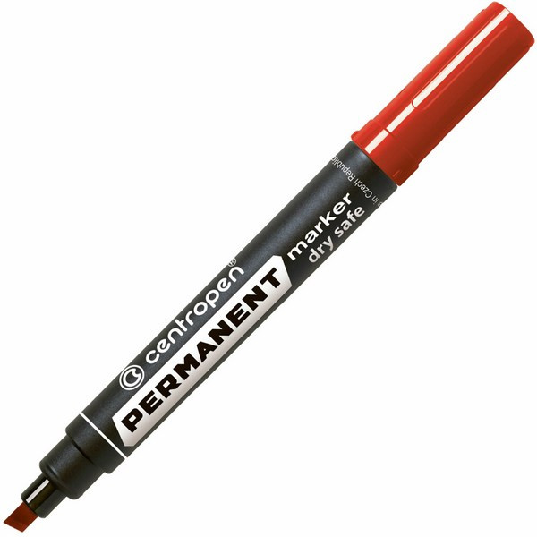 картинка Маркер перманентный клиновидный наконечник красный 2-5 мм. Centropen (устойчив к высыханию) от магазина "Офисные мелочи"