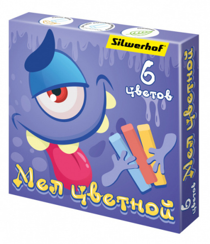 картинка Мел цветной 6 шт. Silwerhof "Монстрики" от магазина "Офисные мелочи"