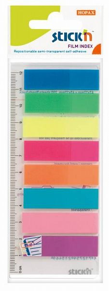 картинка Закладки пластиковые 12*45 8*25 л. неон STICK`N на линейке от магазина "Офисные мелочи"