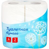 картинка Туалетная бумага рулон 2-слойная*4 рулона OfficeClean Белая от магазина "Офисные мелочи"