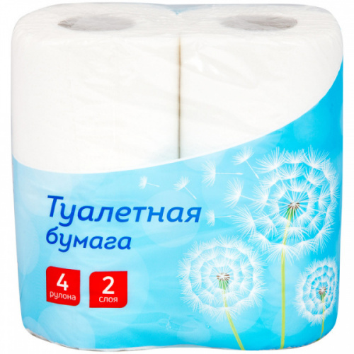 картинка Туалетная бумага рулон 2-слойная*4 рулона OfficeClean Белая от магазина "Офисные мелочи"